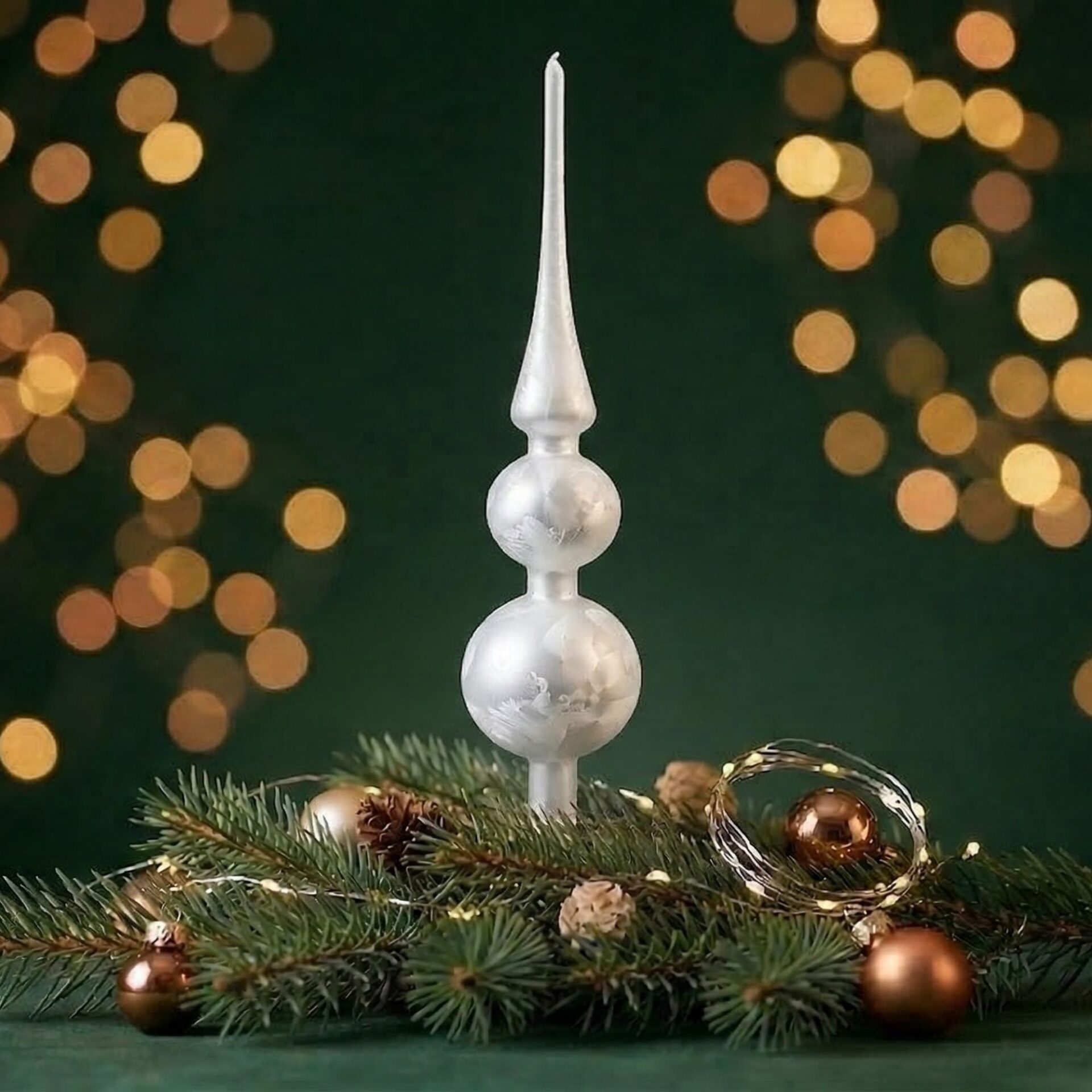 "snow white" - Spitze 31cm | Christbaumschmuck weiß ice – Bild 2