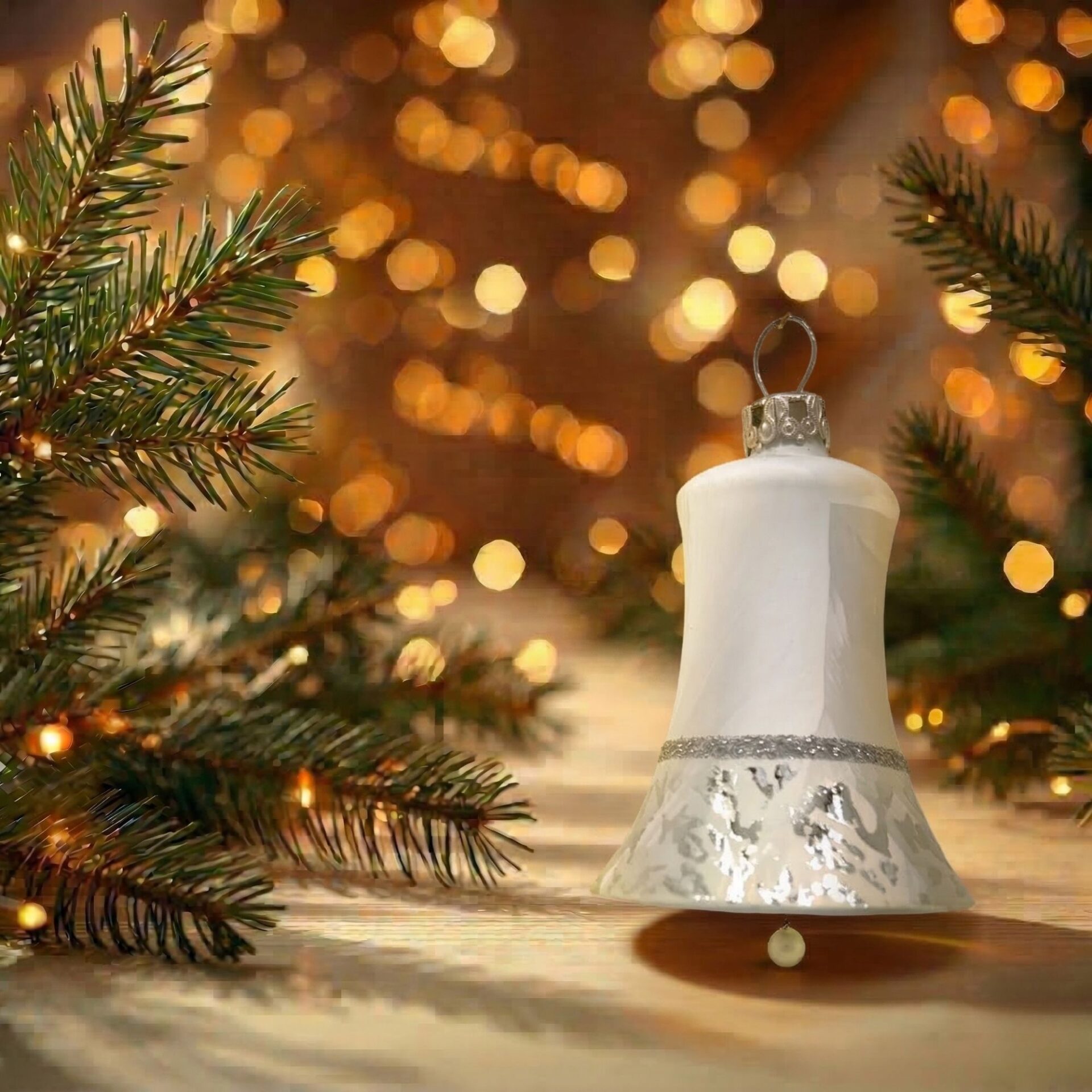"sleeping snow white" - Glocke 5 cm | Christbaumschmuck weiß ice – Bild 2