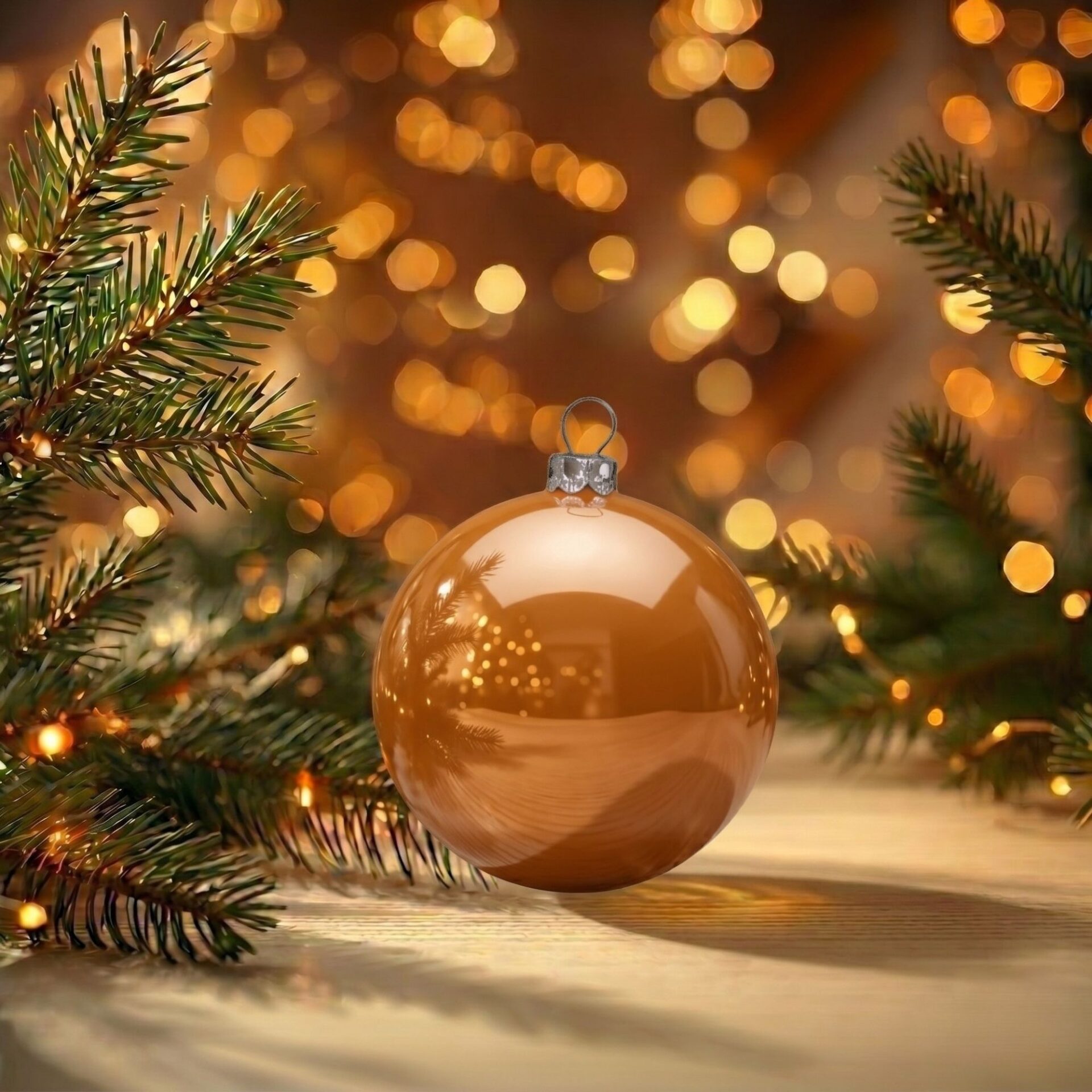 "new beginning" - 8 cm Weihnachtskugeln caramel braun – Bild 2