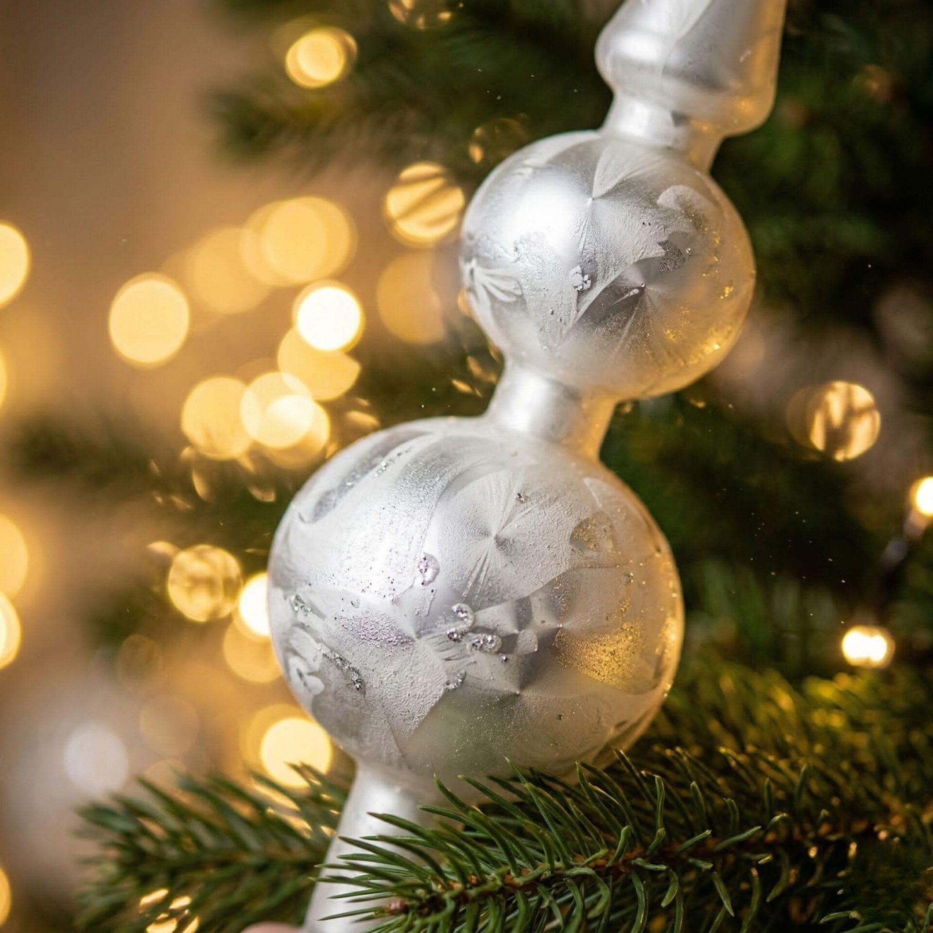 "snow white" - Spitze 31cm | Christbaumschmuck weiß ice – Bild 4