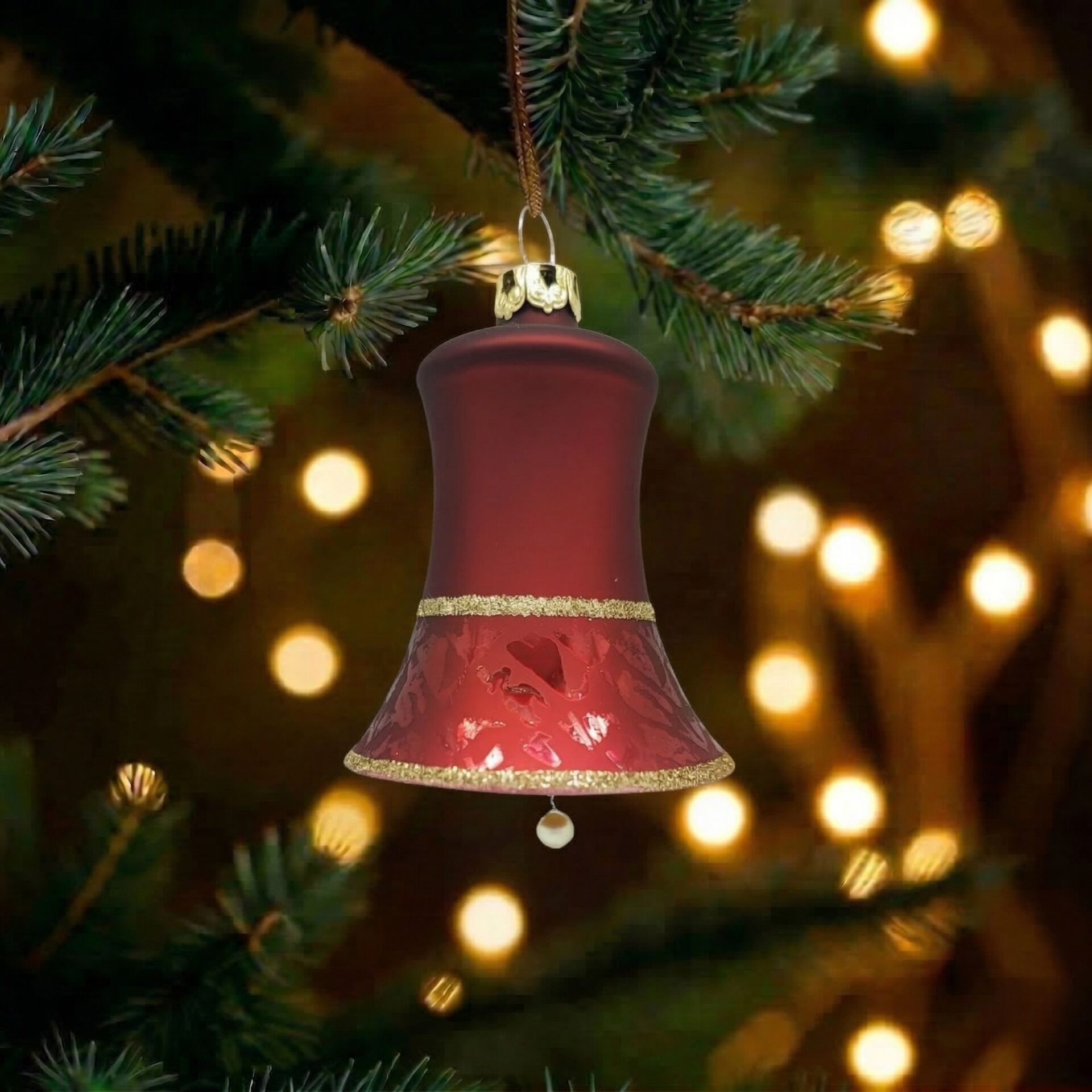 "christmas touch" - Glocke 5 cm | Christbaumschmuck rot matt – Bild 4