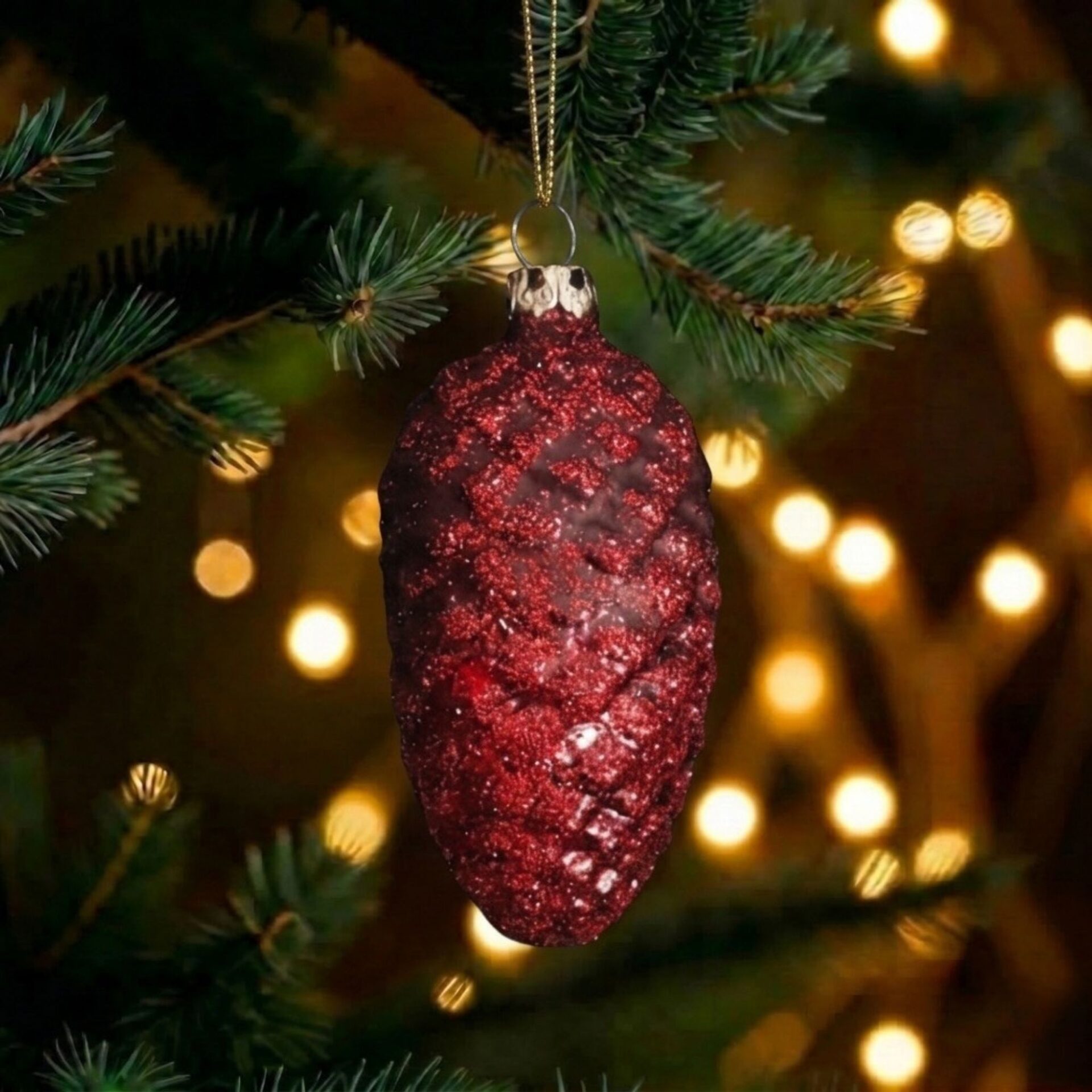 "christmas classic" - Zapfen 6 cm | Christbaumschmuck rot – Bild 4