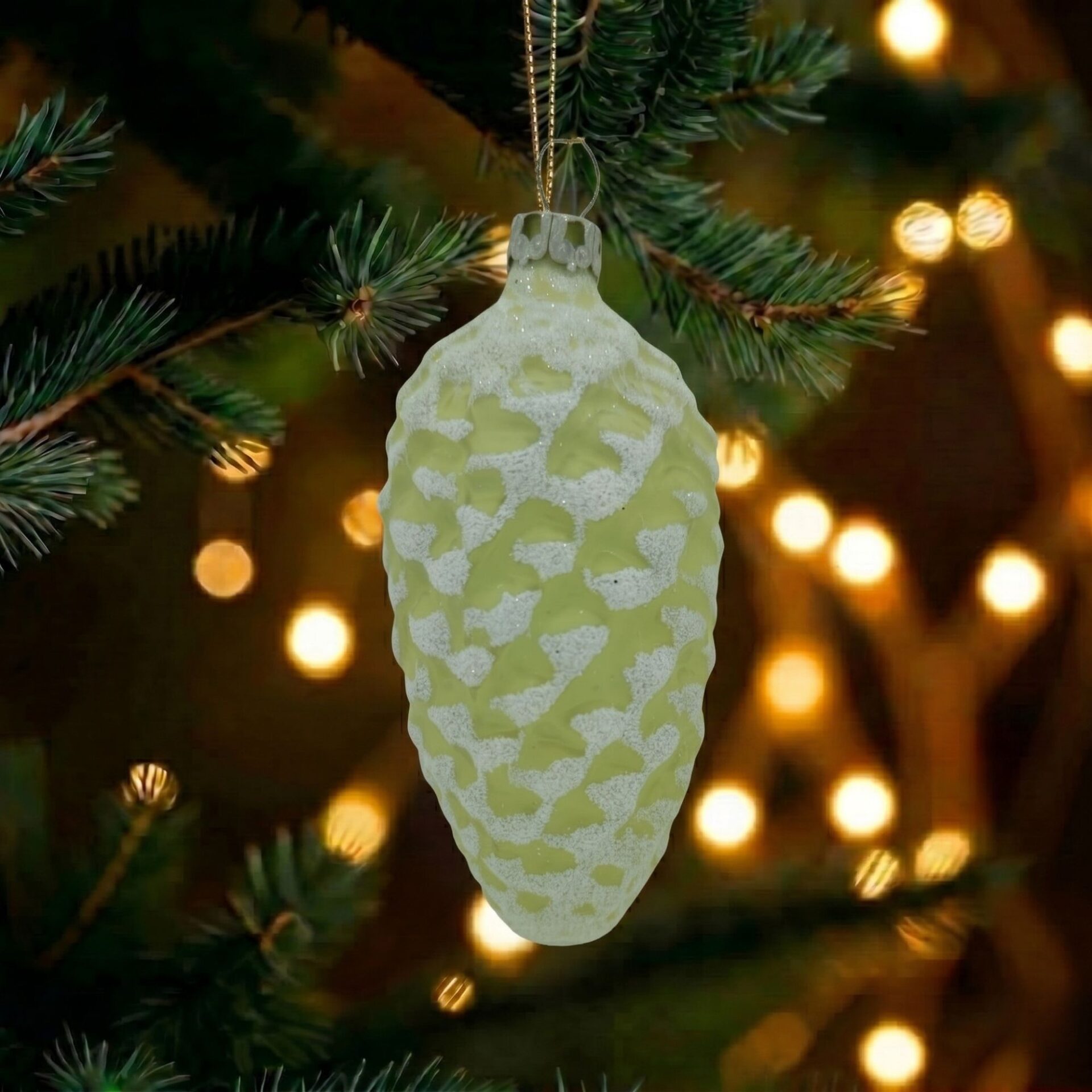 "life" - Zapfen 6 cm | Christbaumschmuck grün matt – Bild 4