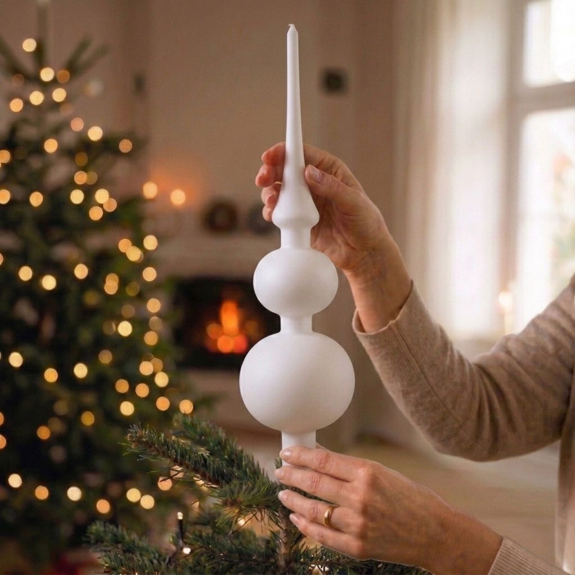 "heaven" - Spitze 31 cm | Christbaumschmuck weiß matt – Bild 5