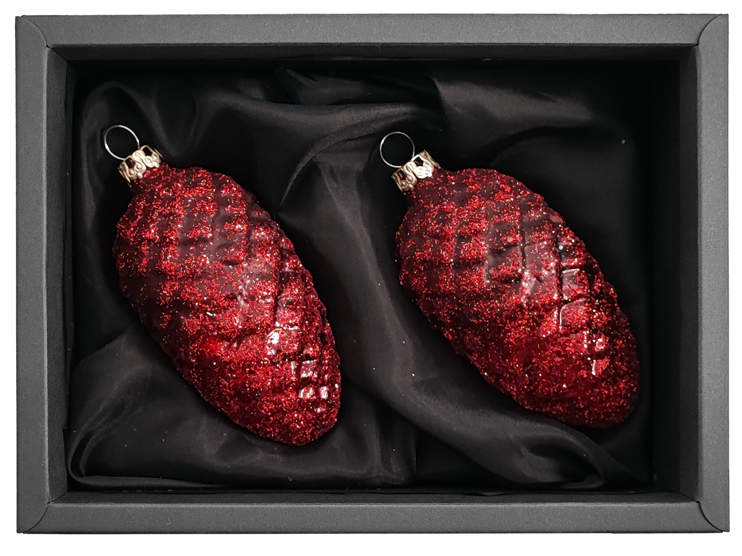 10 Stück Glitzernde Tannenzapfen Christbaumanhänger - Champagner & Silber Für Weihnachtsdeko