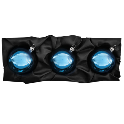 3er Set Christbaumkugeln aus Glas mit 8cm Durchmesser in Hochglanz Azurblau