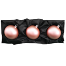 3er Set Christbaumkugeln aus Glas in einem matten Rosatraum mit 8cm Durchmesser auf einem schwarzen Seidentuch