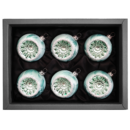 6er Set Christbaumkugeln aus Glas in einem mint grün Ice Vintage Design mit 6cm Durchmesser in einem schwarzen Naturkarton