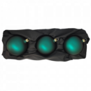 3er Set Christbaumkugeln mit 8cm Durchmesser in Petrol matt auf schwarzem Seidentuch