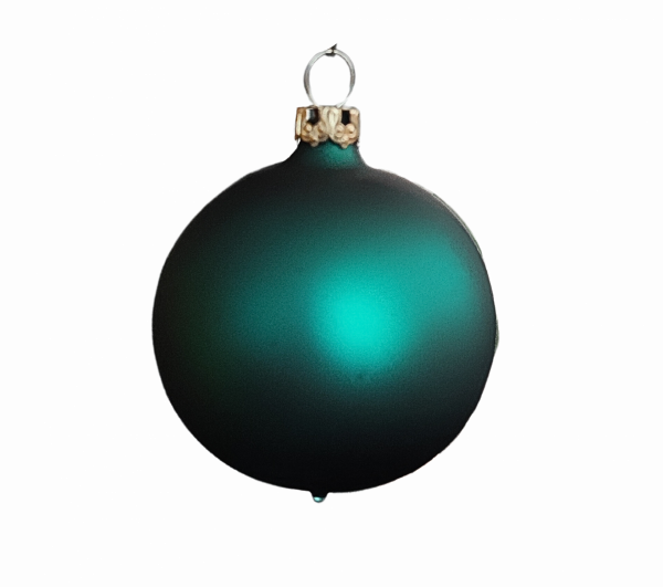 Christbaumkugel in petrol mattem Farbton mit 6 cm Durchmesser aus Glas