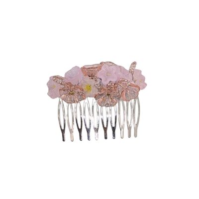 Haarspange Echtglas Rosa Weiß