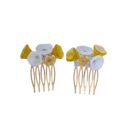 Haarspange Echtglas-gelb weiß