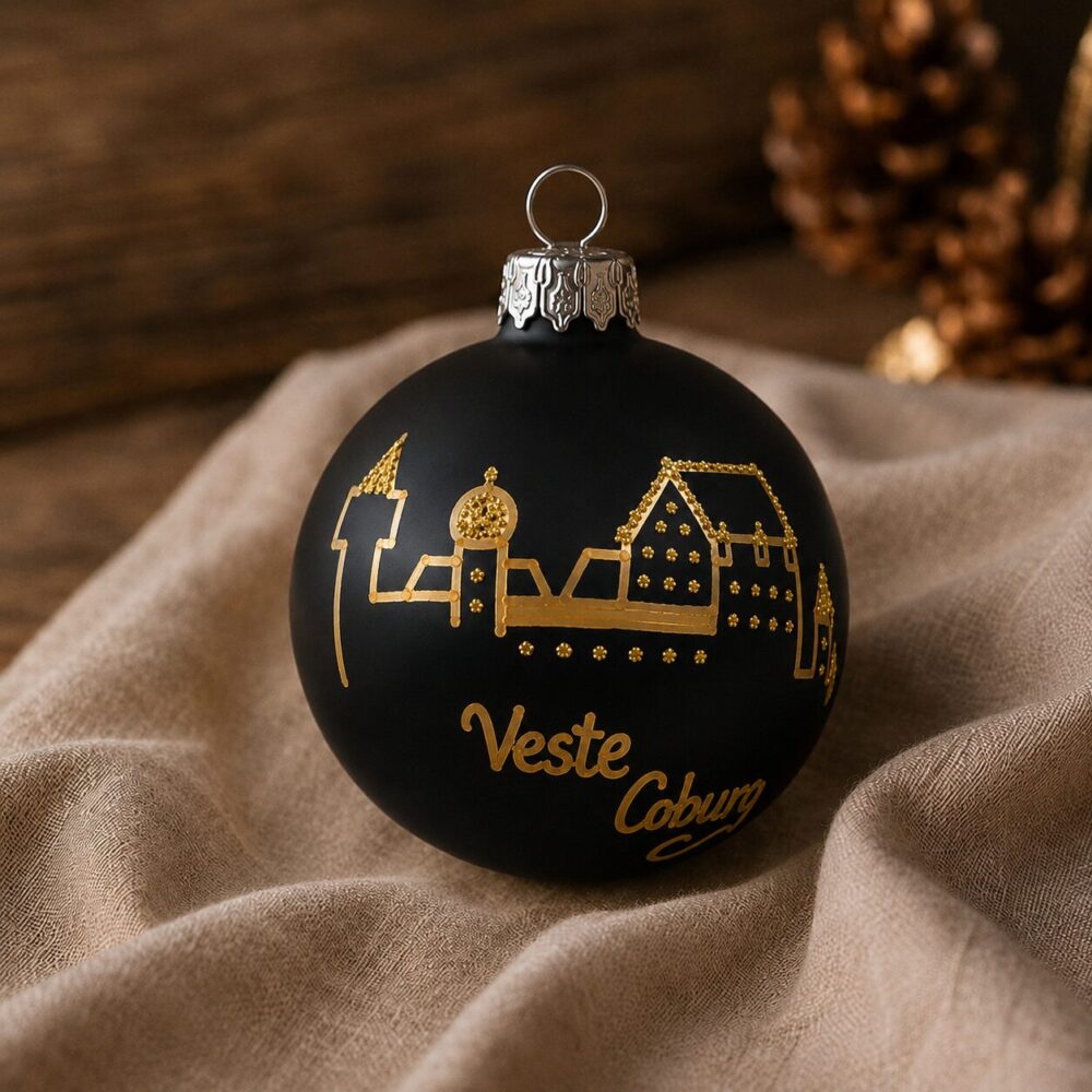 Glaswunder Weihnachtsbaumschmuck Veste Coburg in Mattschwarz und Gold